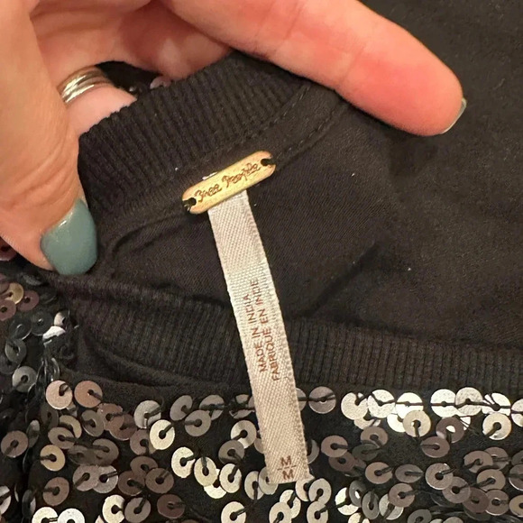 Free People Black Sequin Dress long sleeve backless medium - Picture 8 of 8